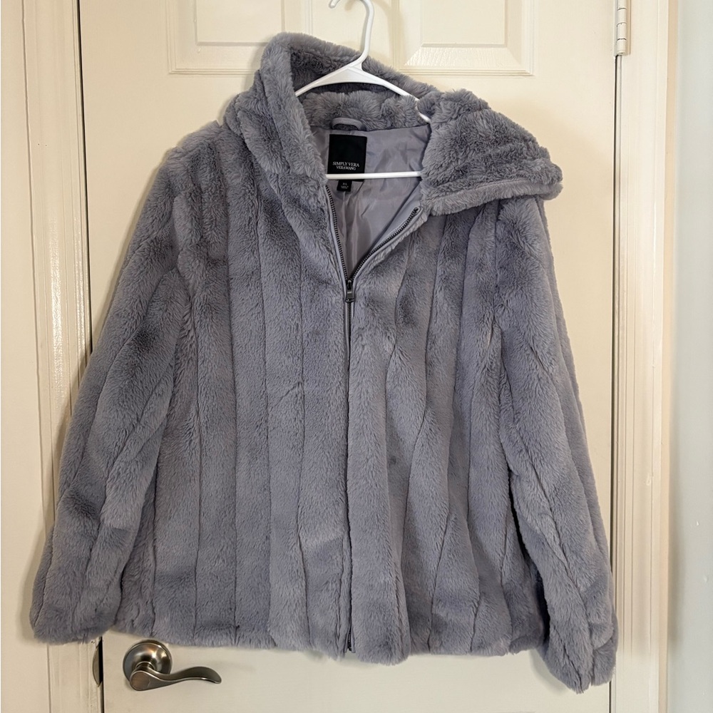 Simply Vera Vera Wang Plush Teddy Jacket in Gray